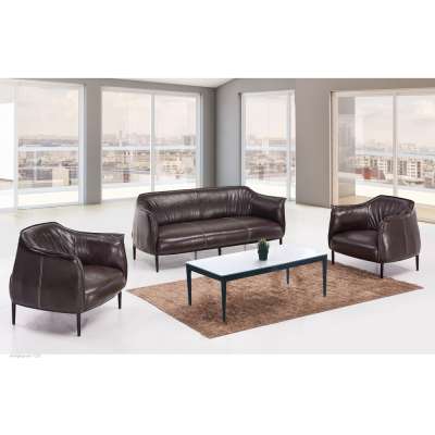 3 Piece Top Brown Leather Latest Design  Living Room Sofa